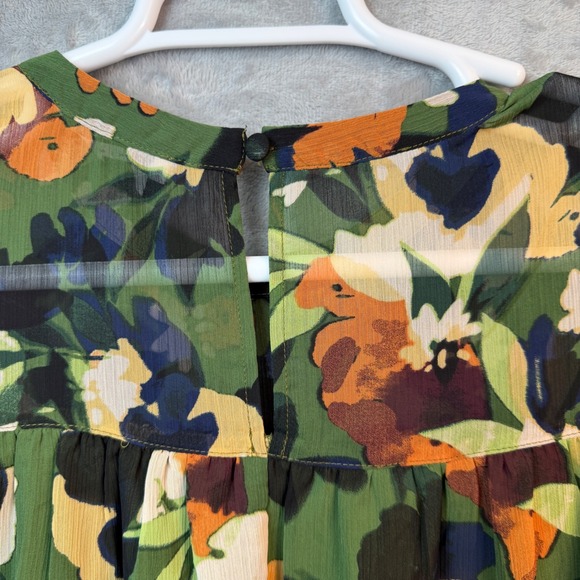 Eloquii Elements Green Floral Ruffle Flutter Sleeve Blouse Top Size 18 NEW - Picture 7 of 13